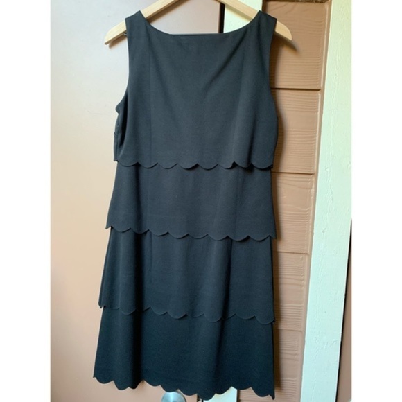 NWT Philosophy Scalloped Layered Black Shift Dress LBD Classic Capsule Luxury - Picture 6 of 15